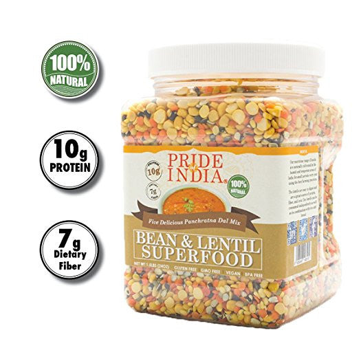 Indian Bean & Lentil Superfood - Five Delicious Panchratna Dal Mixed Jar-0
