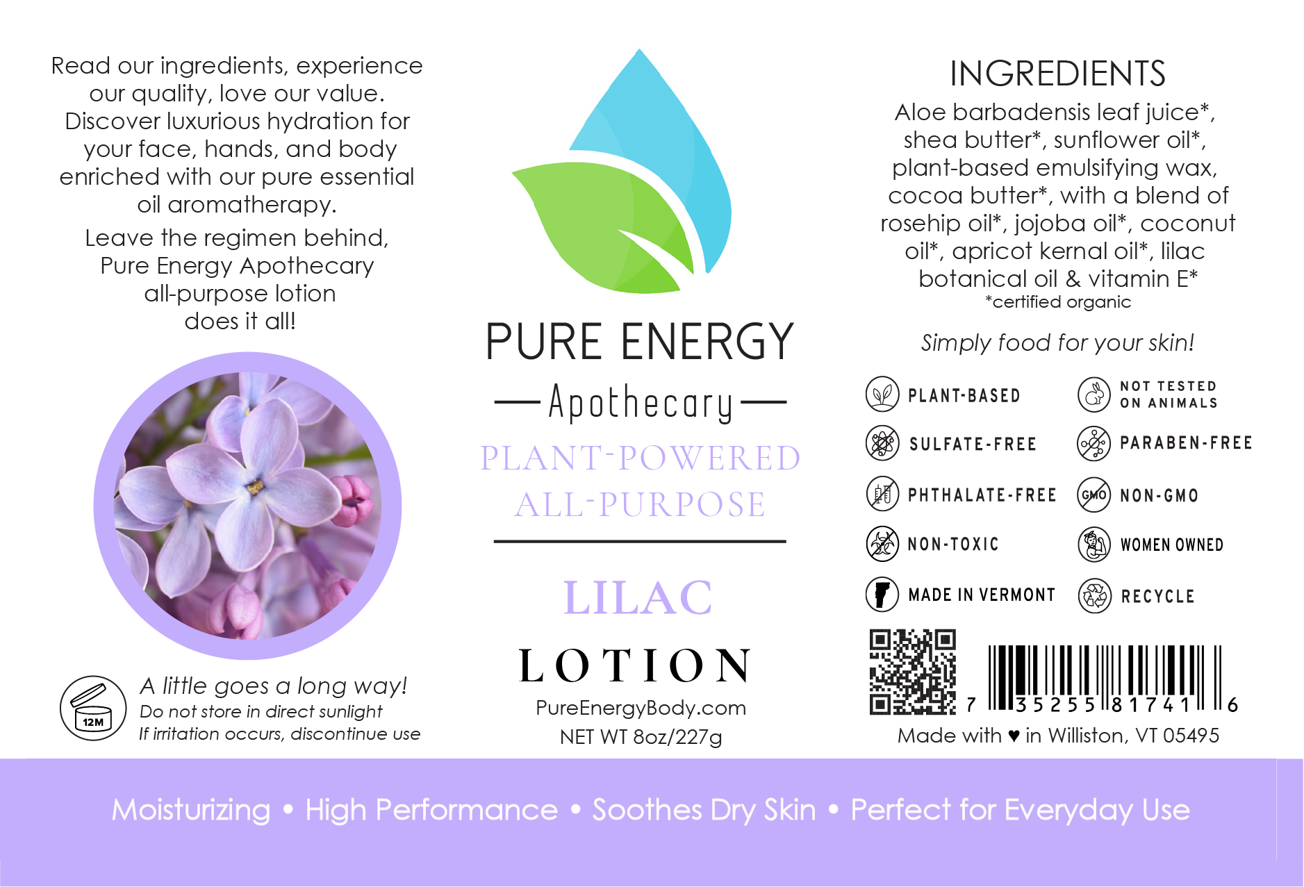 Natural All Purpose Lotion 8 Oz (Lilac)-2