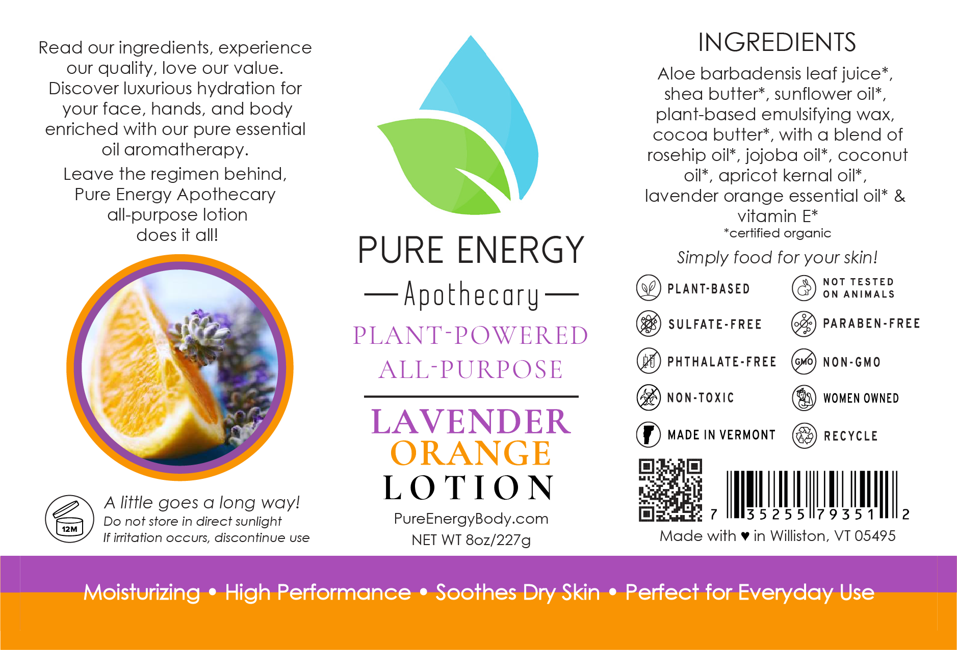 Natural All Purpose Lotion 8 Oz (Lavender Orange)-2