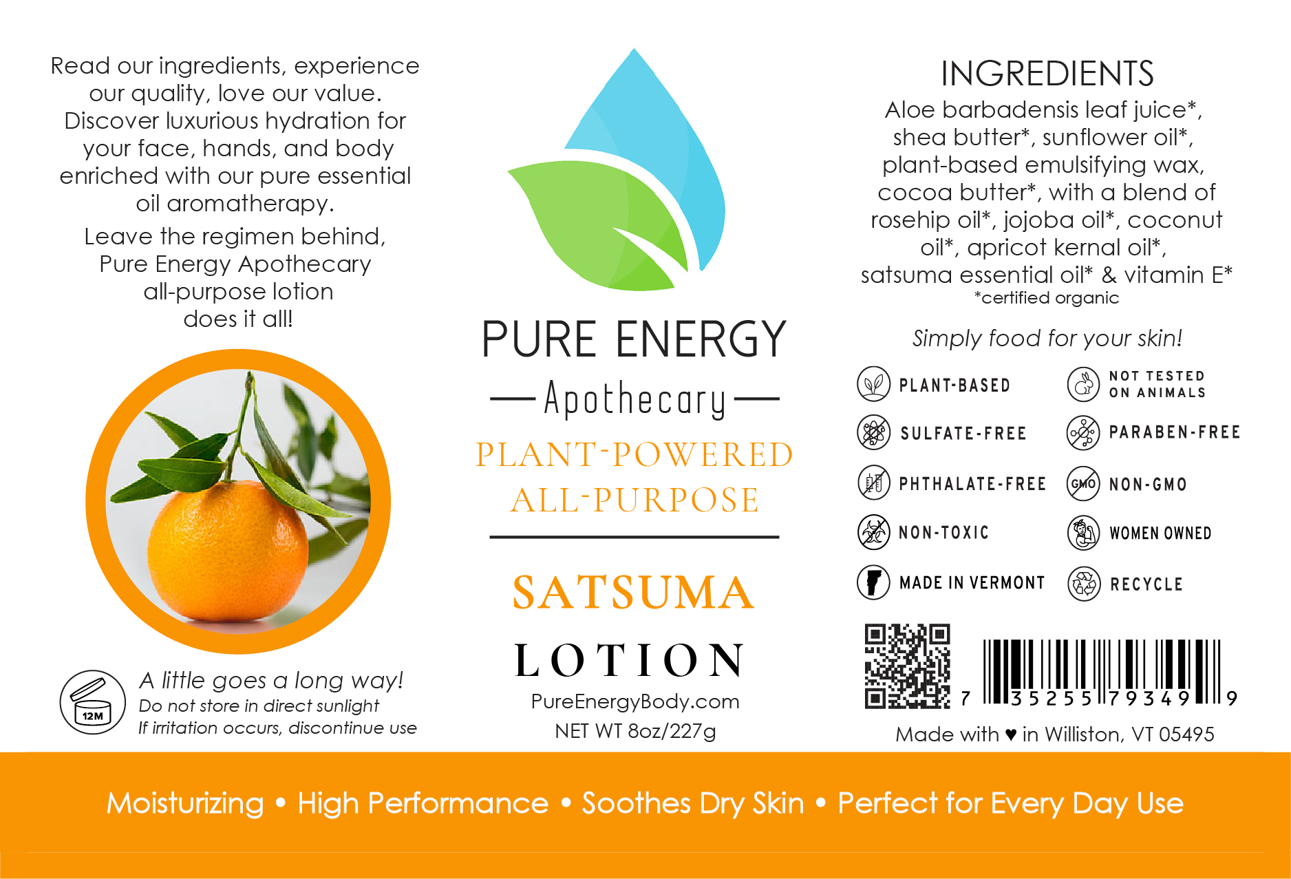 Natural All Purpose Lotion 8 Oz (Satsuma)-2