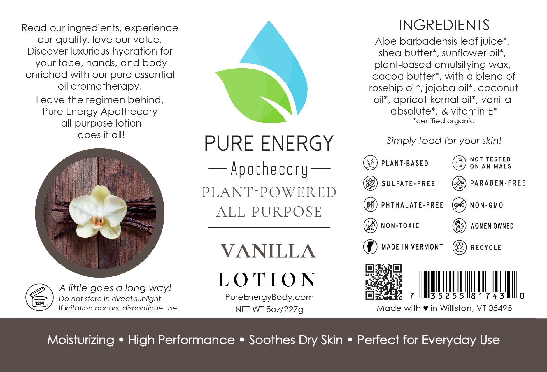 Natural All Purpose Lotion 8 oz (Vanilla)-2