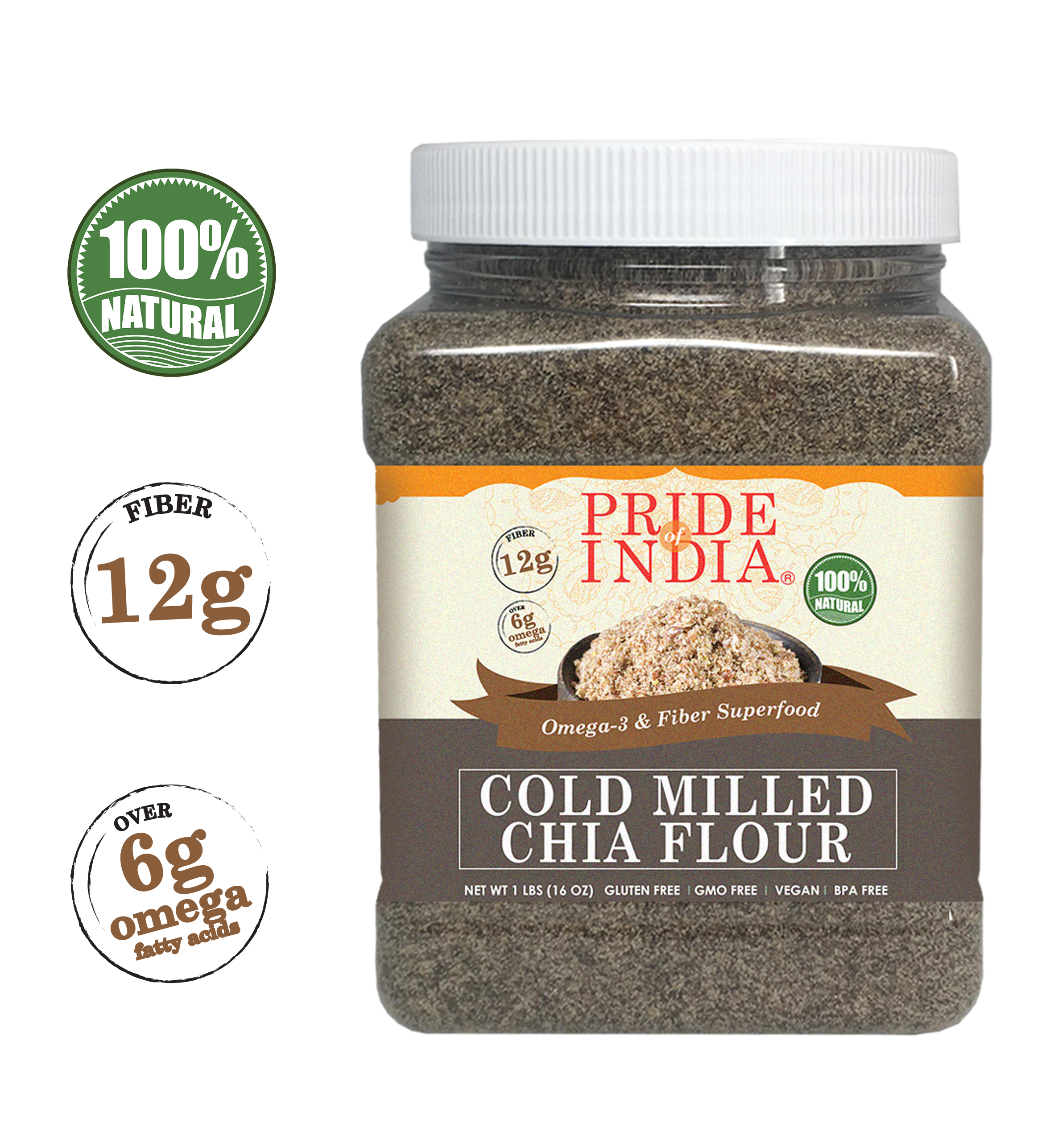Cold Milled Raw Chia Ground - Omega-3 & Fiber Superfood Jar-1