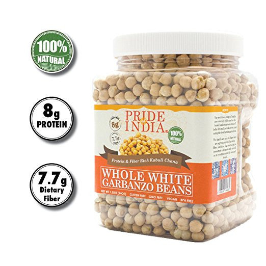 Indian Whole White Garbanzo Beans 10mm - Protein & Fiber Rich Kabuli Chana Jar-0