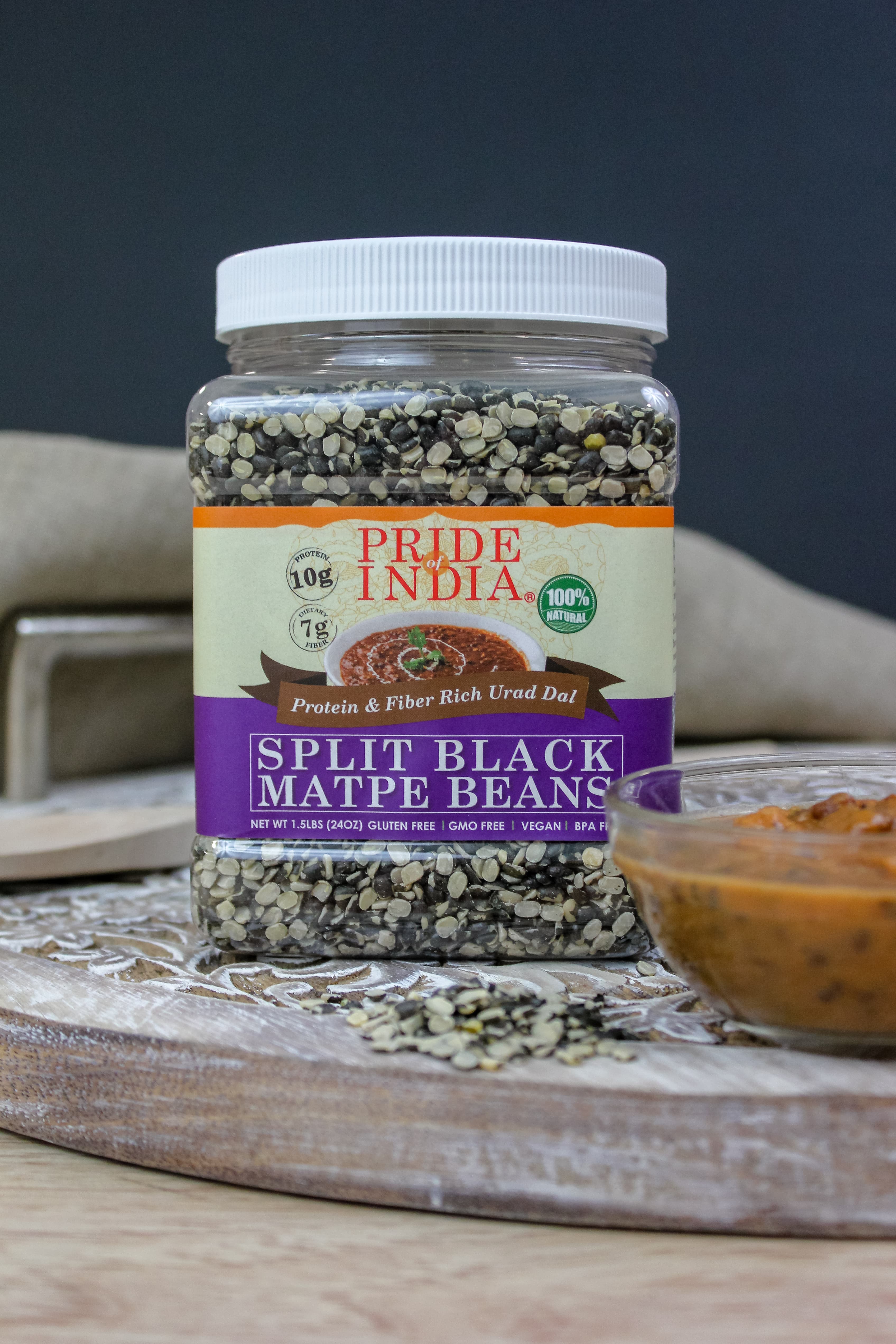 Indian Split Black Gram Matpe Beans - Protein & Fiber Rich Urad Dal Jar-2