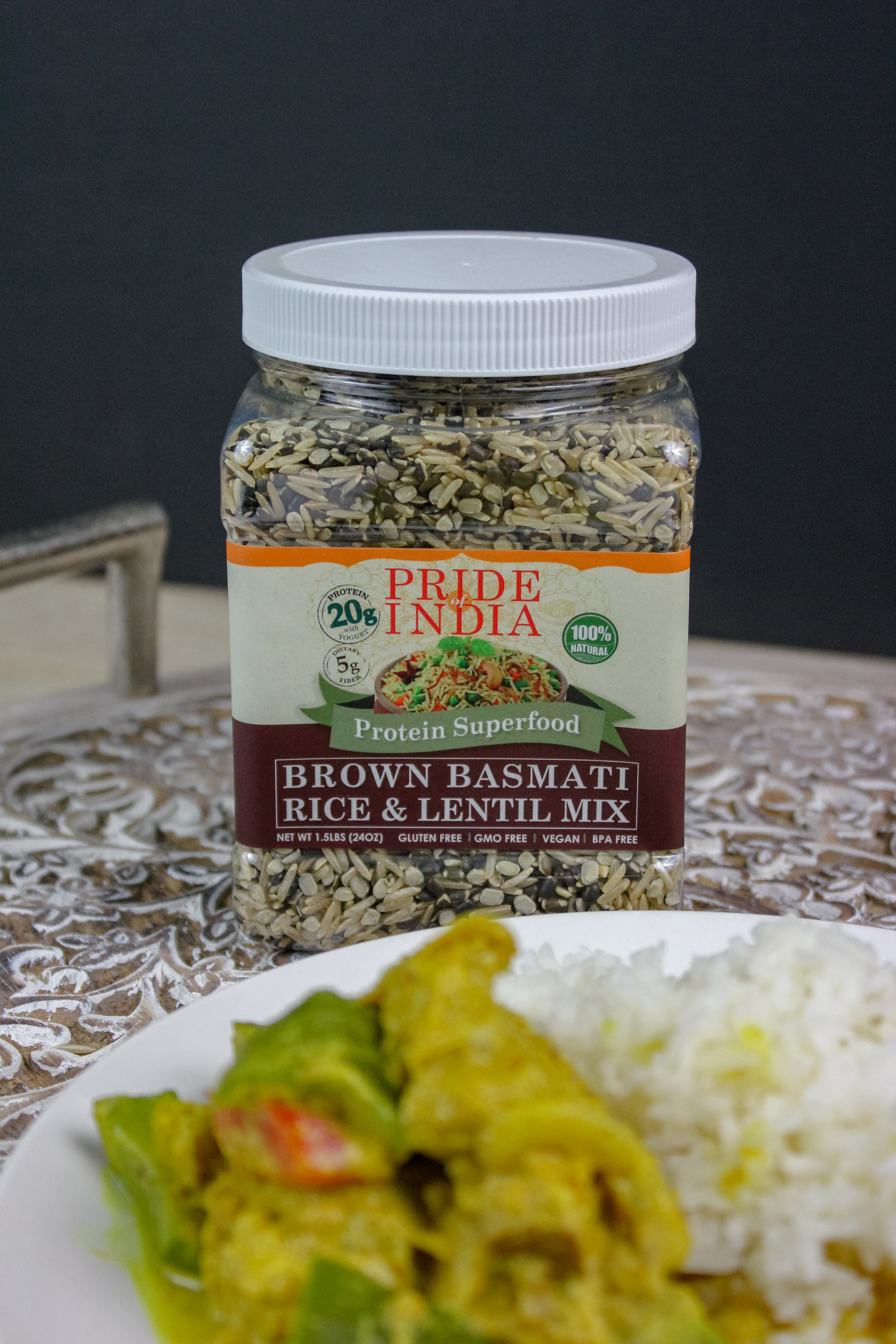 Indian Brown Basmati Rice & Lentil Kitchari Mix - Protein Superfood Jar-1