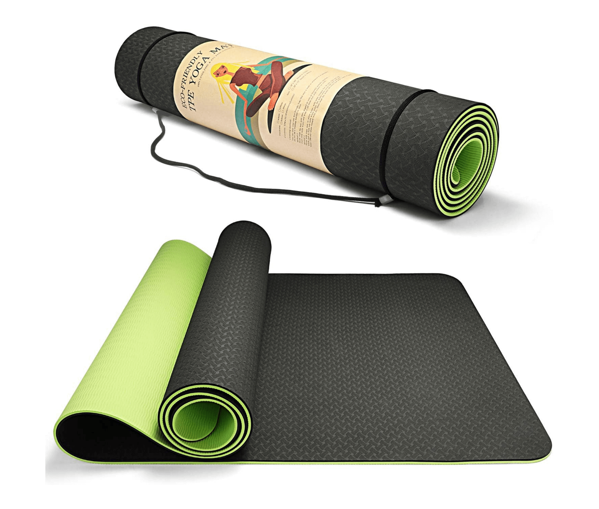 Eco Friendly Reversible Color Yoga Mat with Carrying Strap-6