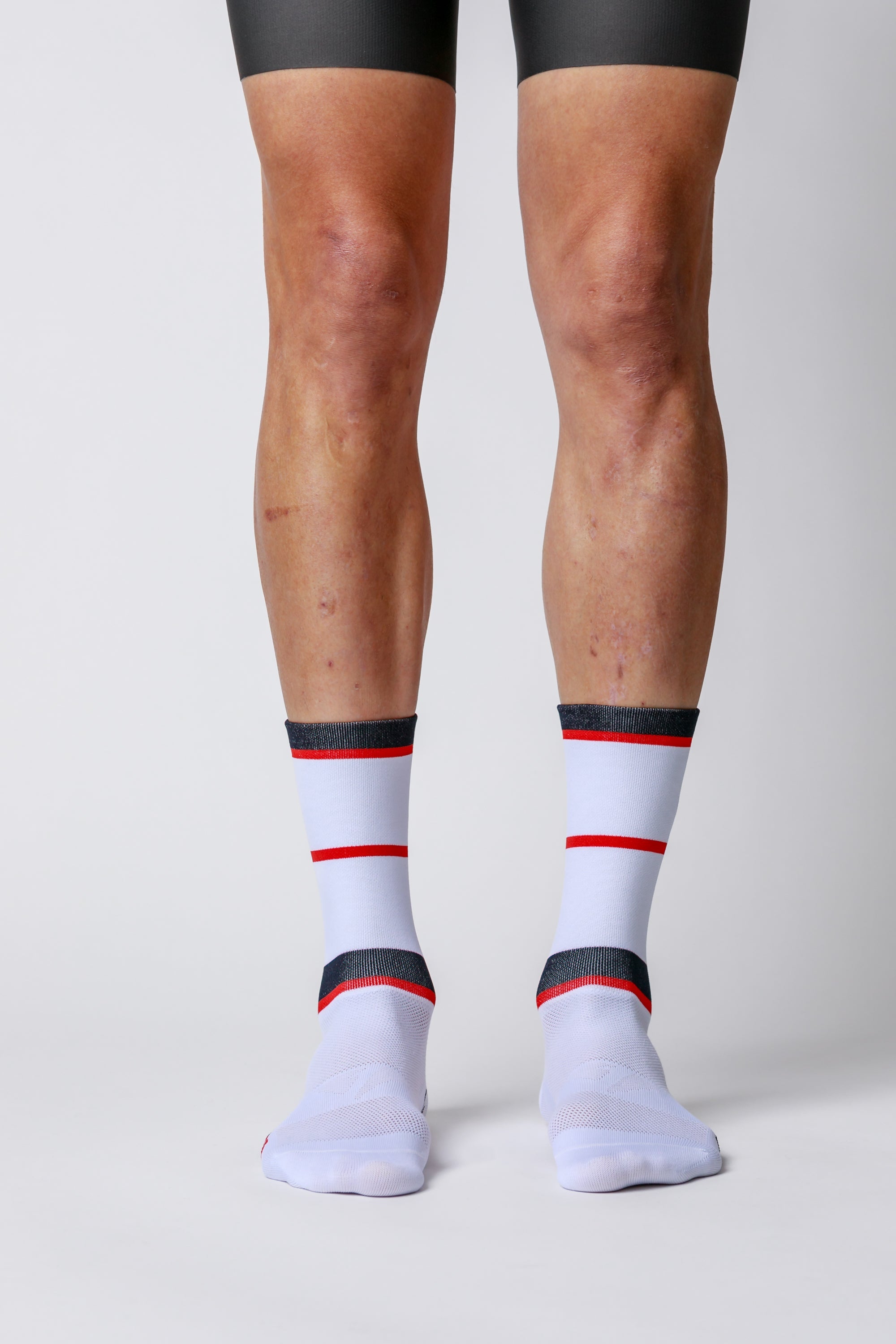 NOW ON SALE!!!  ProSpec Rouleur Socks | Squadra Stripes | White/Midnight Blue/Flamme Rouge Red-1