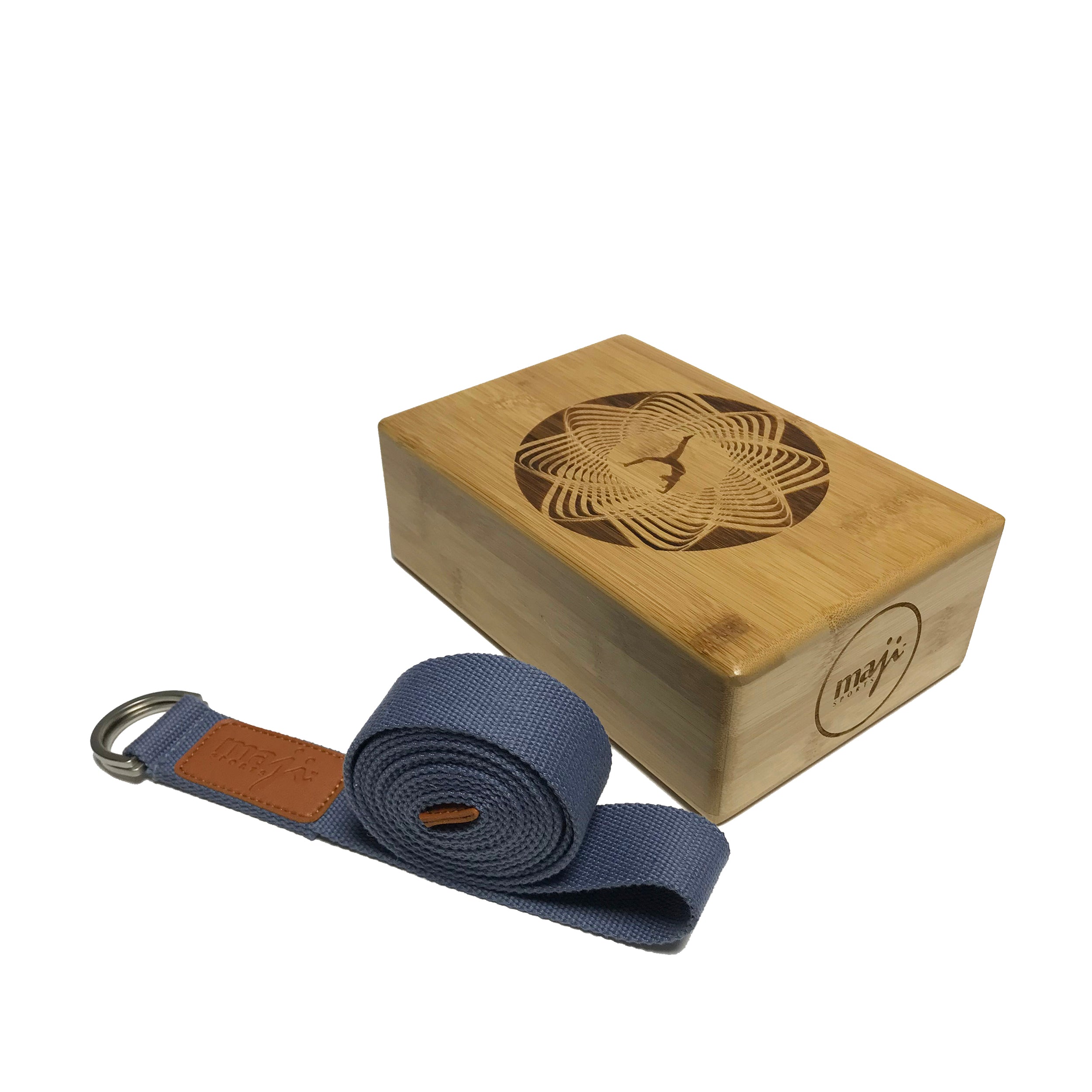 Laser Engraved Bamboo Block & Strap Combo-1
