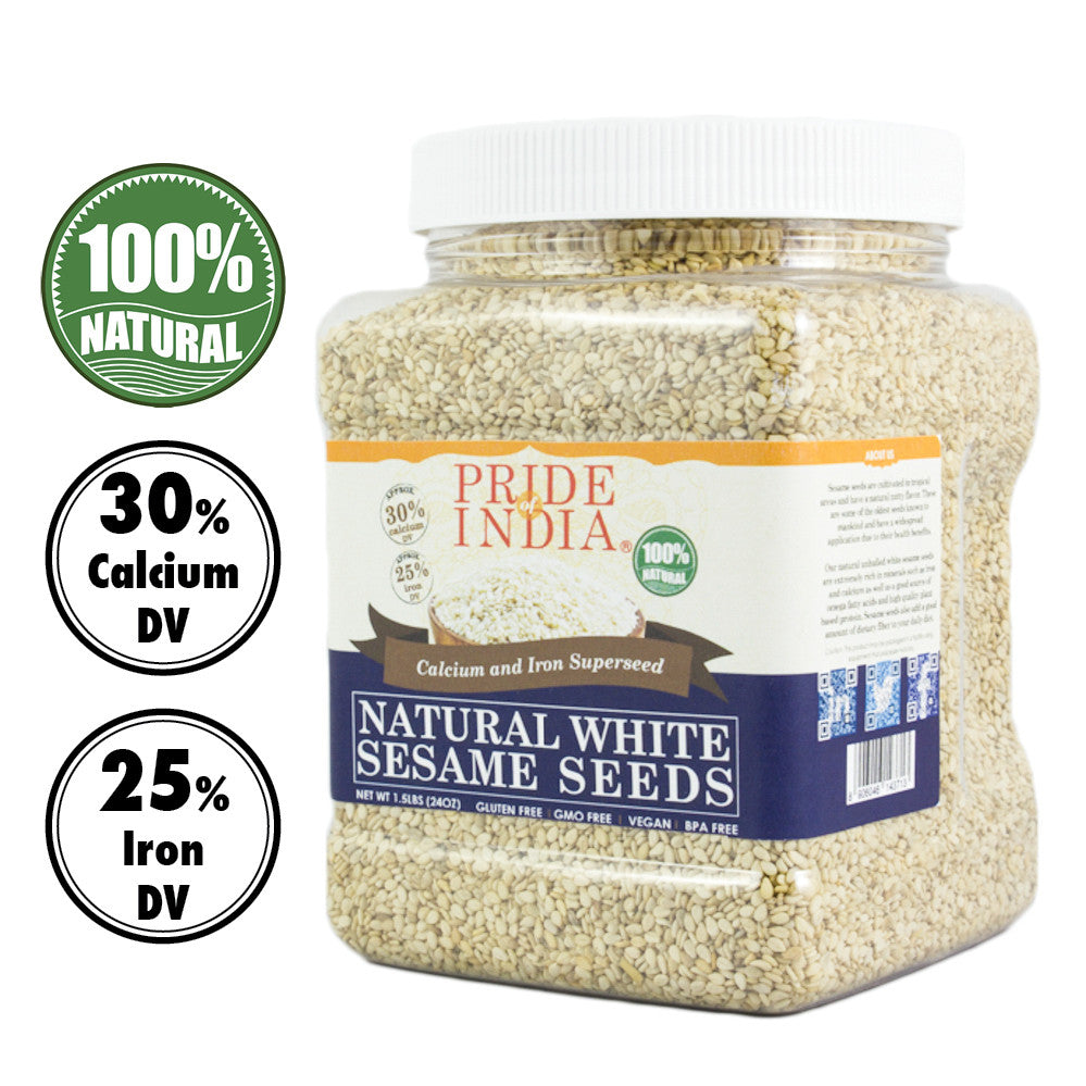 White Sesame Seeds Raw Unhulled - Calcium & Iron Superfood Jar-0