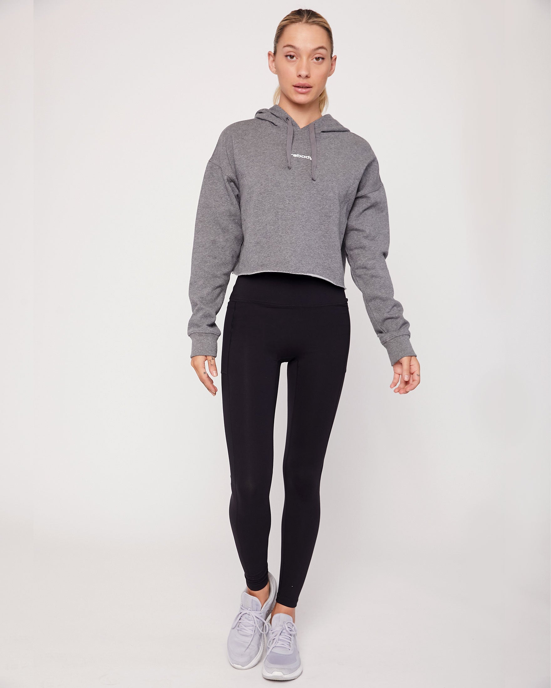 Rebody Logo Fleece Crop Hoody-5