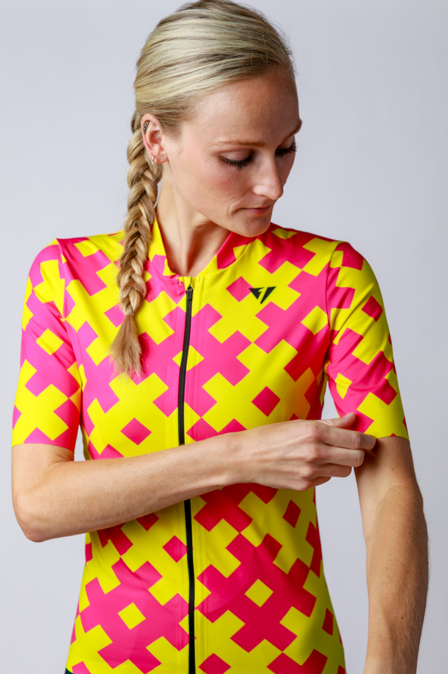 LIMITED EDITION Women's ProSpec Rouleur SZ Jersey | #HashTag MACRO print | Hot Pink/Tour Yellow-5
