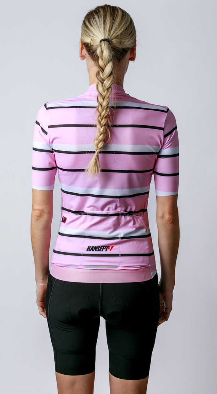 NOW ON SALE!!!  Women's ProSpec Rouleur SZ Jersey | Squadra Stripes | Maglia Rosa Pink/White/Obsidian Black-1