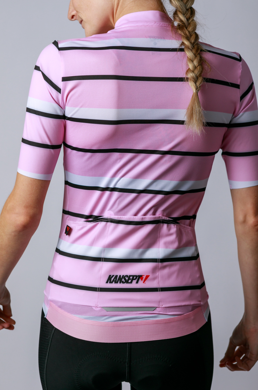NOW ON SALE!!!  Women's ProSpec Rouleur SZ Jersey | Squadra Stripes | Maglia Rosa Pink/White/Obsidian Black-3
