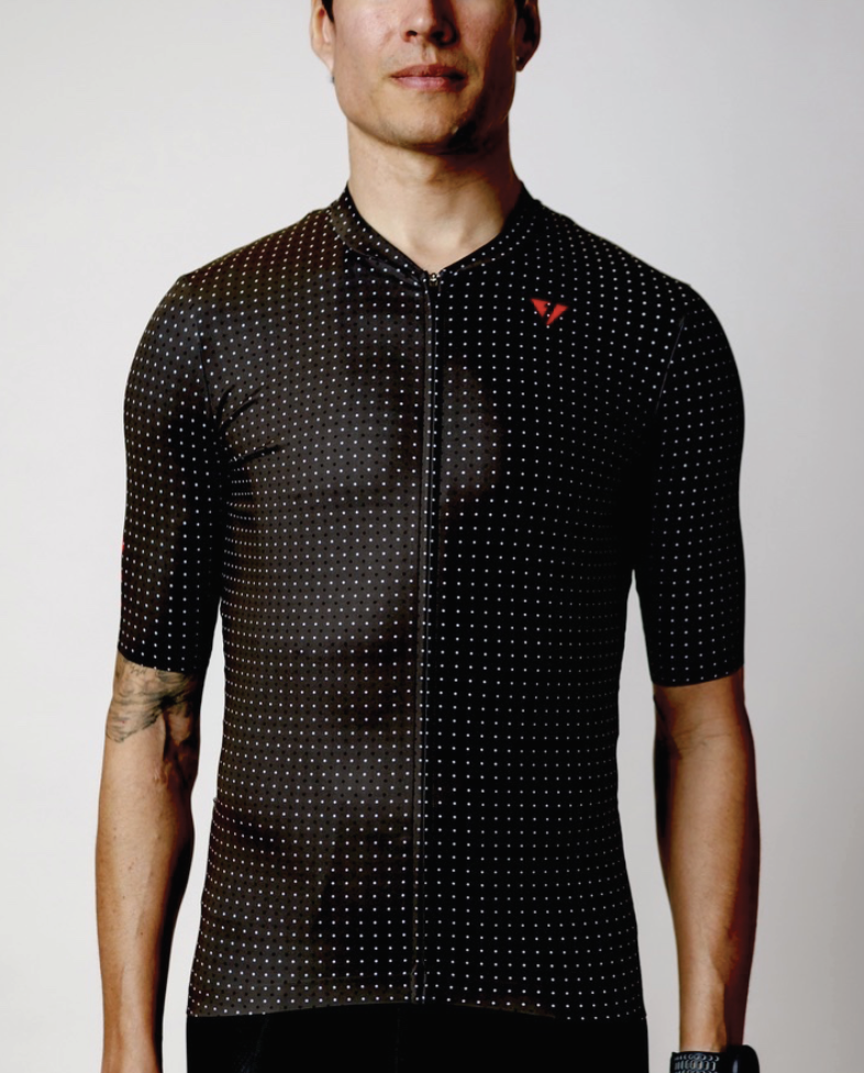 Men's ProSpec Rouleur HZ Jersey | microDOTS | Obsidian Black with White-2