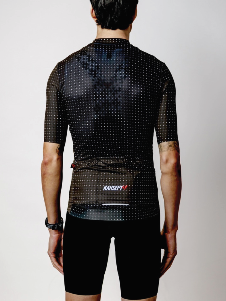 Men's ProSpec Rouleur HZ Jersey | microDOTS | Obsidian Black with White-1