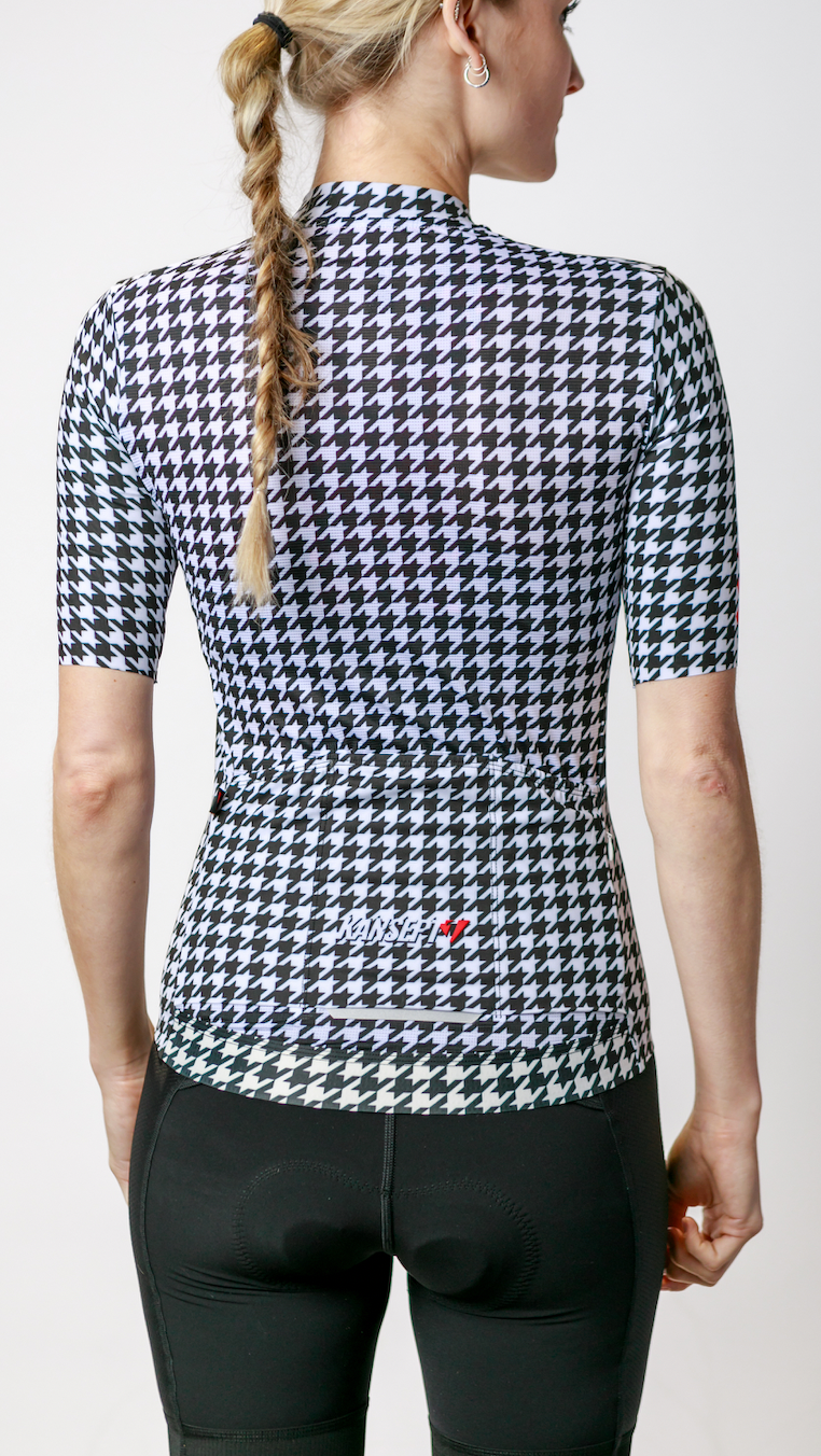 Women's ProSpec Rouleur HZ Jersey | Houndstooth print in B+W-2