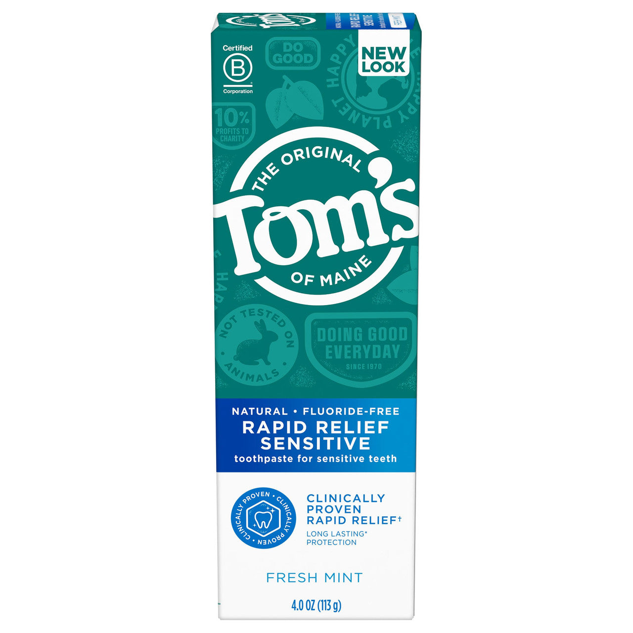 Tom's of Maine Rapid Relief Sensitive Fluoride-Free Natural Toothpaste Fresh Mint (6x4 OZ)-0