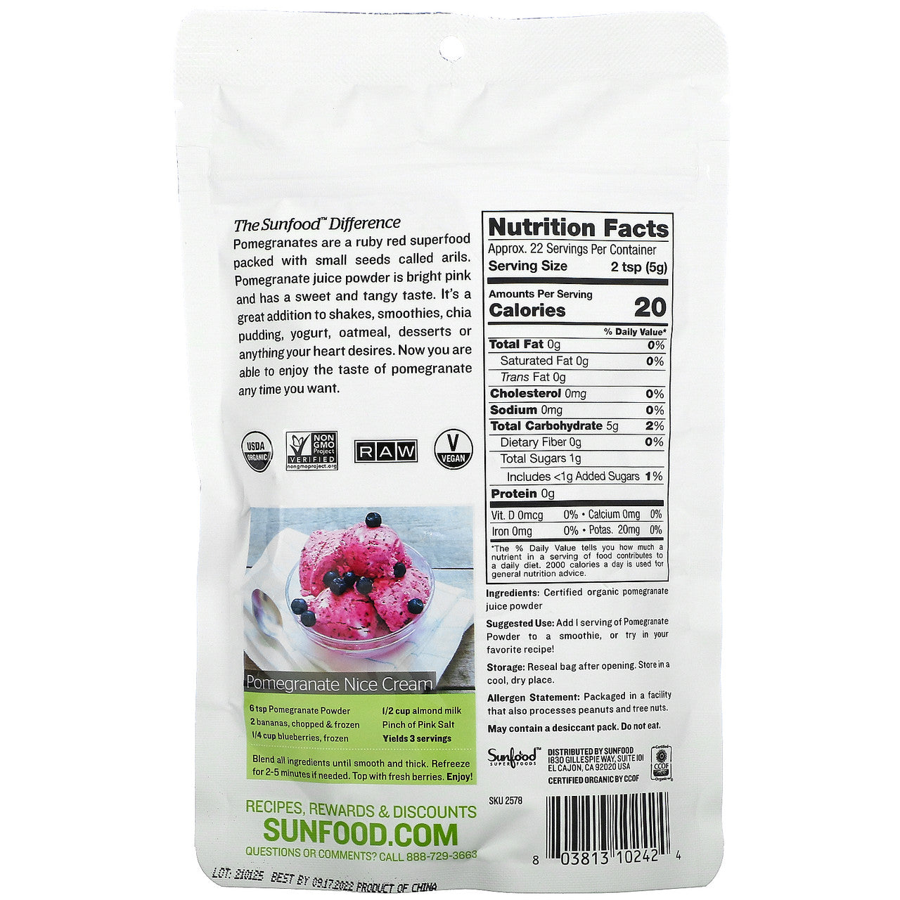 SUNFD POMGRNTE PWDER ( 1 X 4 OZ   )-1