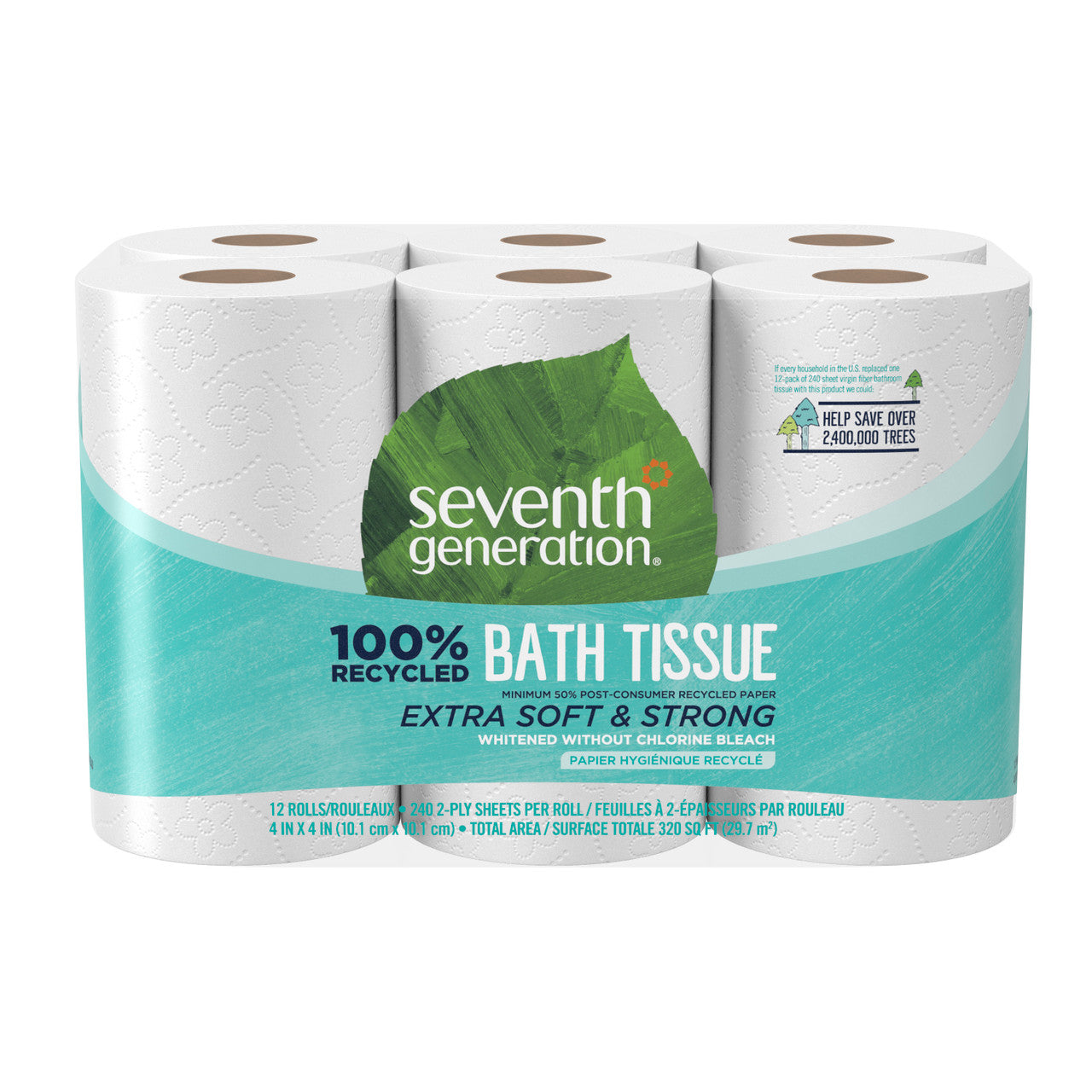 Seventh Generation Bath Tissue, 100% Recycled 300shts (4x12 CT)-0