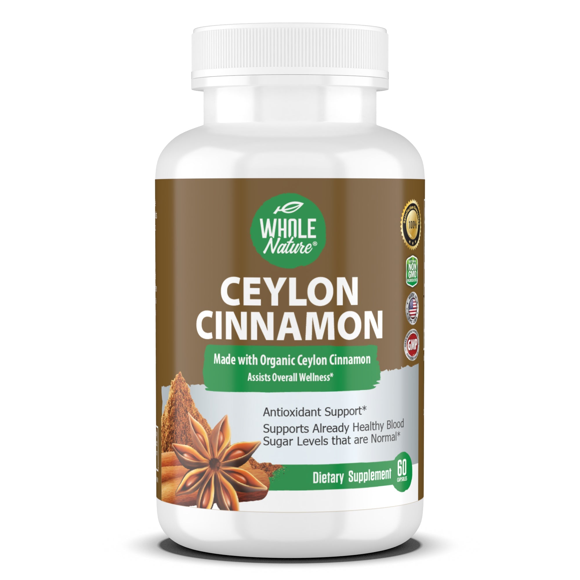 Cinnamon Capsules 1200mg, Made With Organic Ceylon Cinnamon Supplement, Vegan, Herbal, Antioxidant & Anti-inflammatory for Heart, Brain, Bone & Joint Support. Whole Nature’s Sri Lank True Cinnamon Powder Caps-0