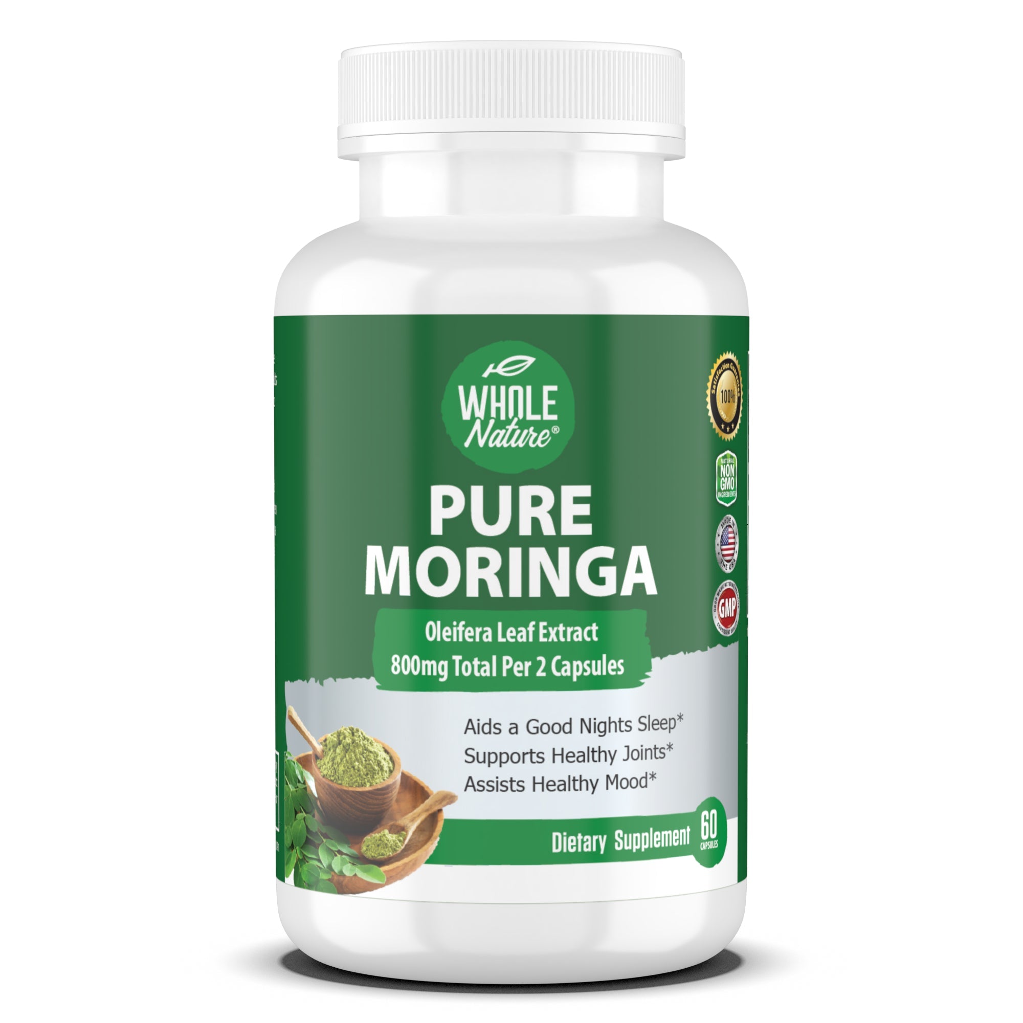 Moringa Capsules, 800mg Organic Moringa Oleifera Leaves Powder Superfood Greens. Whole Nature's Pure Moringa Pills is A Vegan, Non-GMO Energy Booster and Immune Support Supplement-0