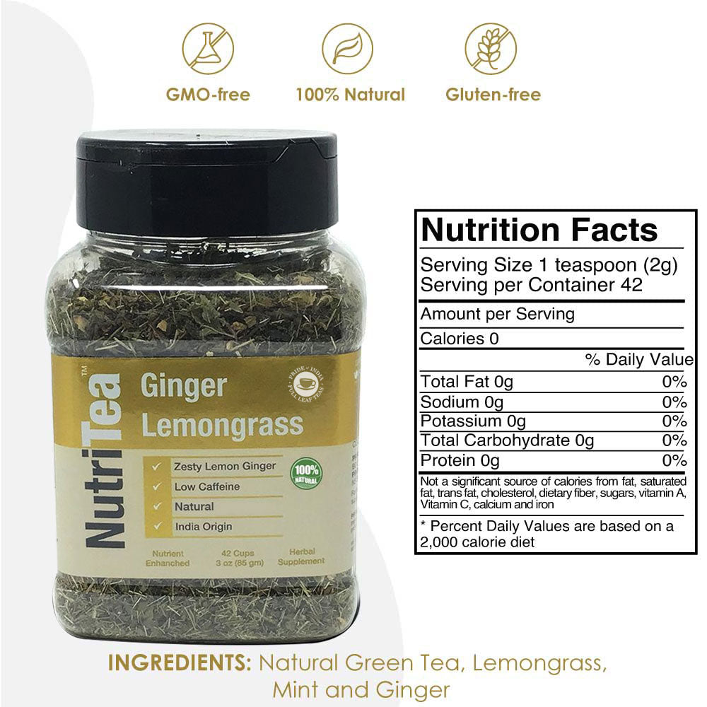 NUTRITEA Natural Lemongrass Full Leaf Tea (Caffeine Free)-2