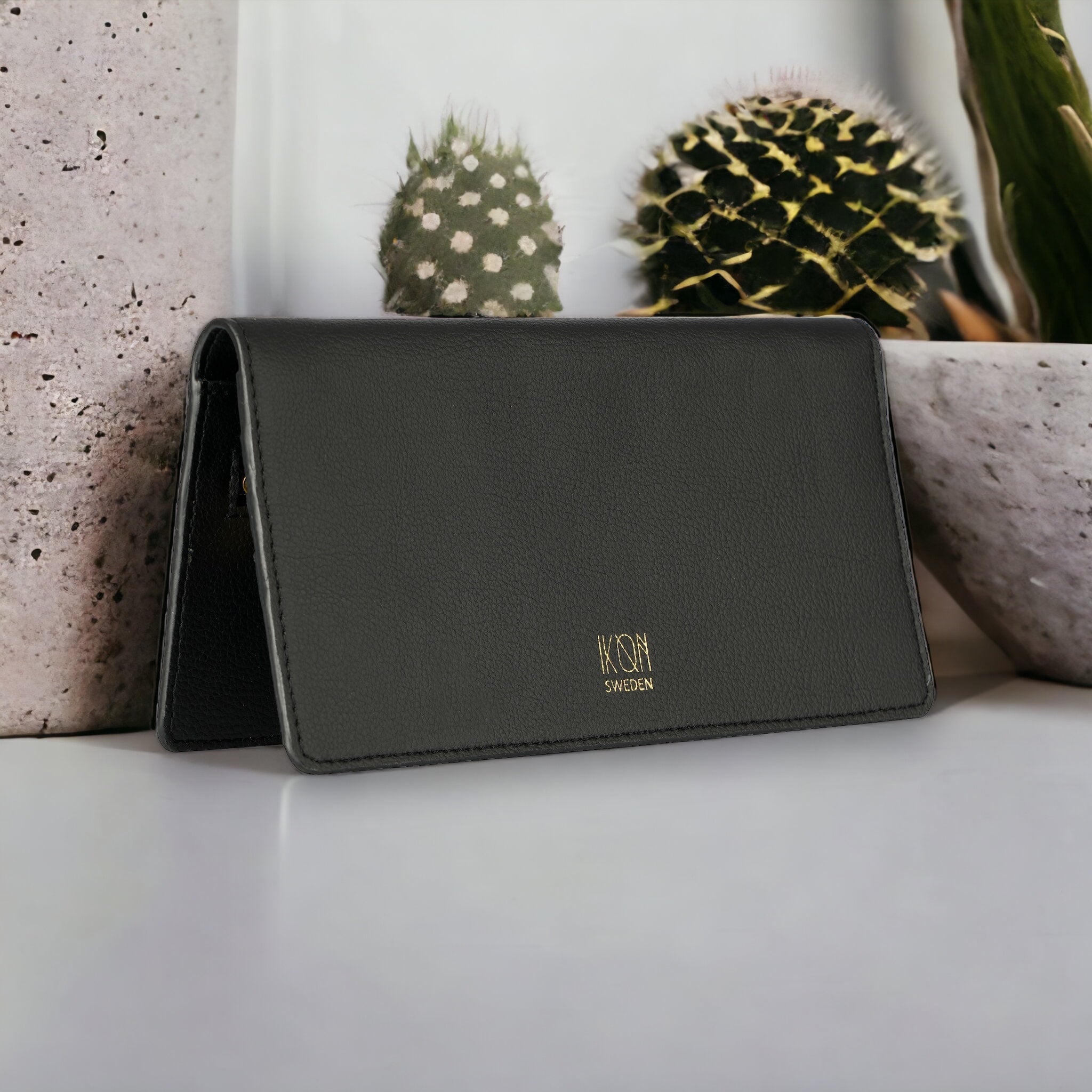 Cactus Leather Slim Wallet - Black-1