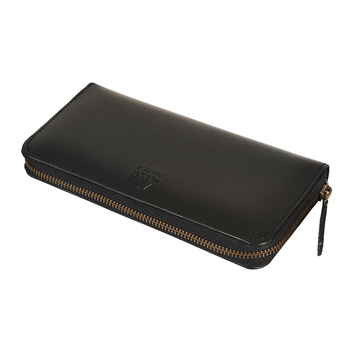 Apple Leather Long Zip Wallet - Black-2
