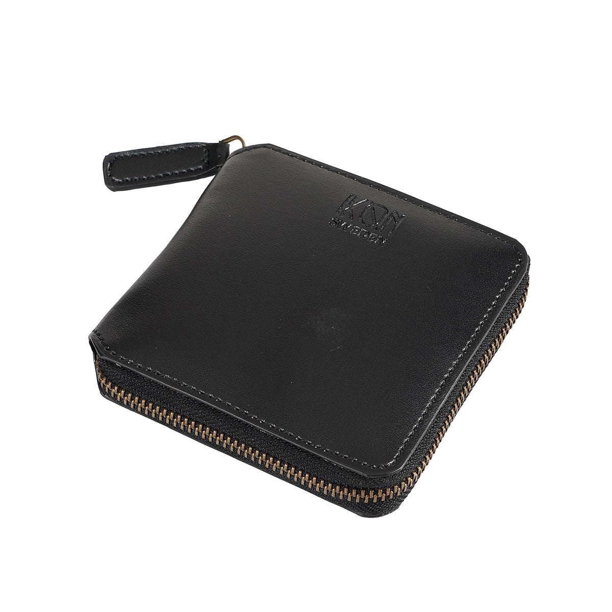 Apple Leather Small Zip Wallet - Black-1