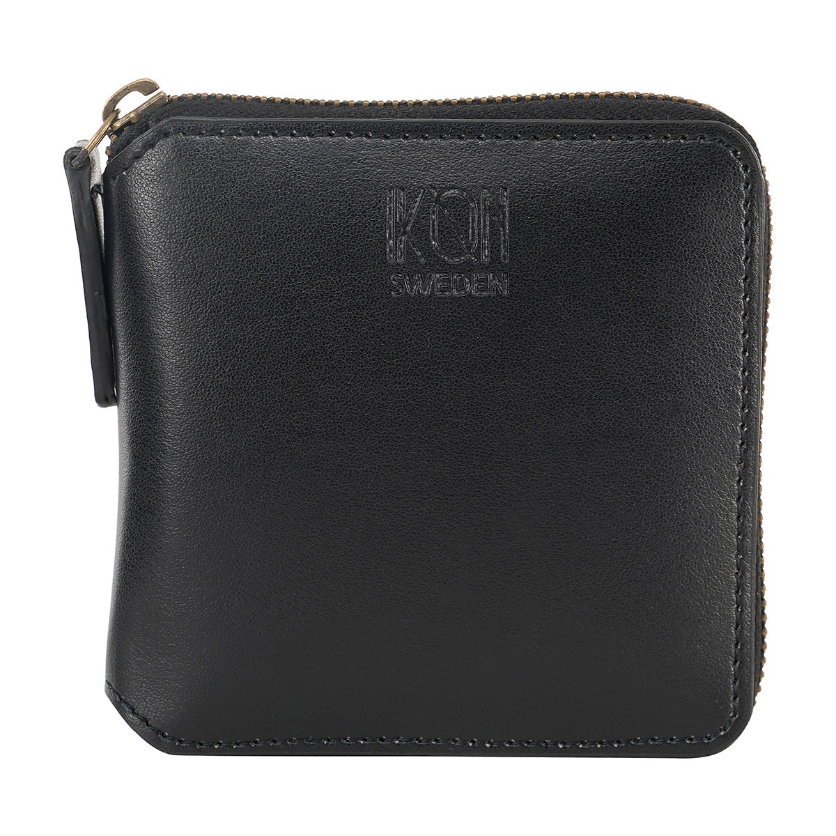 Apple Leather Small Zip Wallet - Black-2