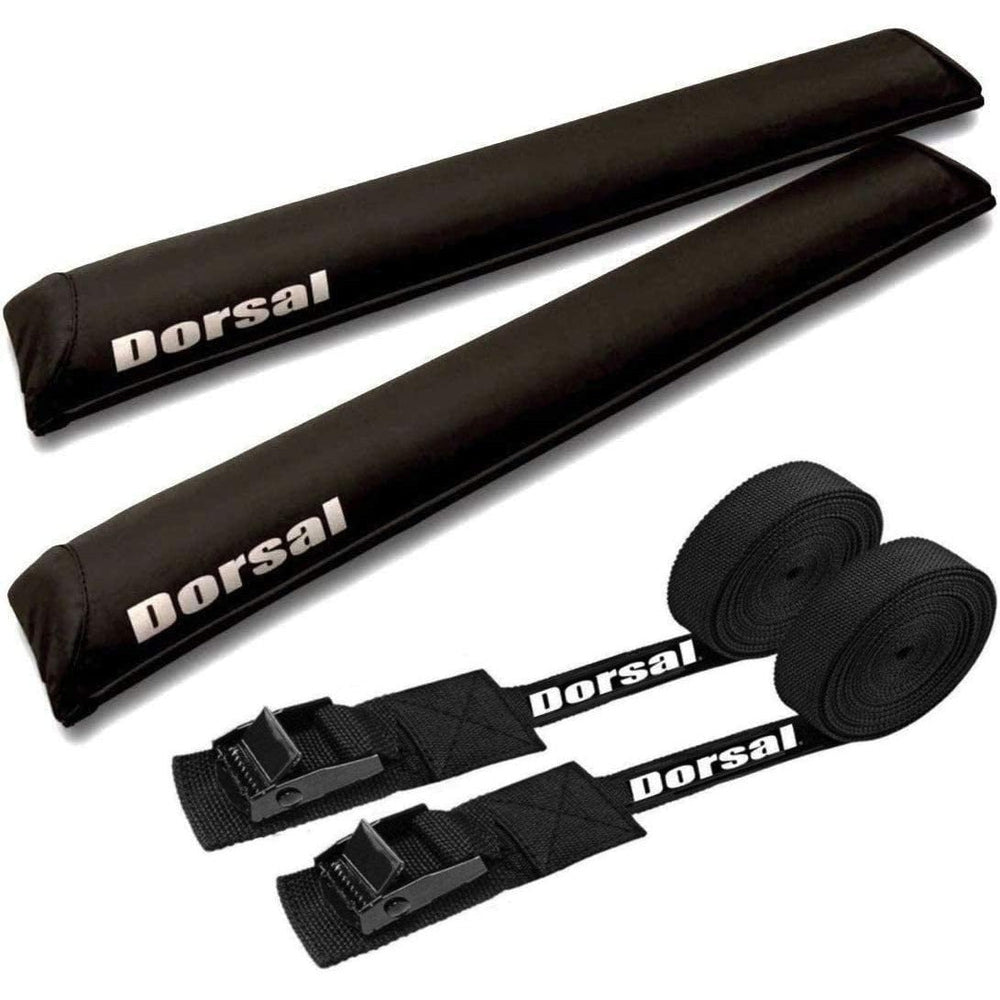 DORSAL Sunguard (No Fade) Aero Roof Rack Pads and 15 ft Straps - Pack of 4 for Car Surfboard Kayak SUP Snowboard-0